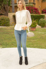 Chiffon Sleeve Suede Peplum Top