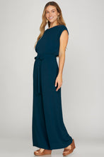 Sleeveless Elastic Waist Woven Jumpsuit