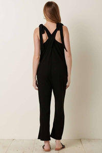 Slub Rib Knit Cross Back Jumpsuit