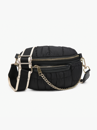 Mabel Quilted Nylon Belt Bag w/ Guitar Strap: Black