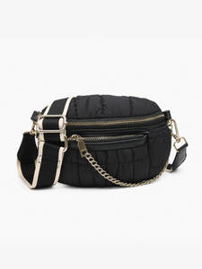 Mabel Quilted Nylon Belt Bag w/ Guitar Strap: Black