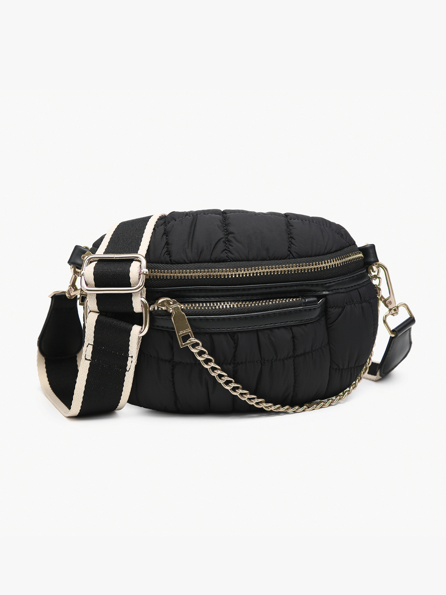 Mabel Quilted Nylon Belt Bag w/ Guitar Strap: Black