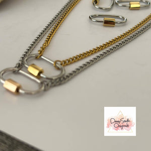 Two Tone Lock Necklace ~ Deep South Originals: Silver Chain / 16 inch