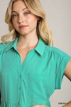 Collared Button Down A-Line Tiered Short Dress