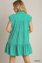 Collared Button Down A-Line Tiered Short Dress