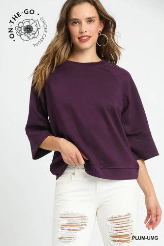 On-The-Go Soft 3/4 Sleeved Drop Shoulder Top
