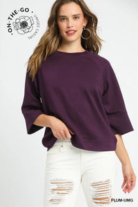 On-The-Go Soft 3/4 Sleeved Drop Shoulder Top