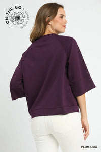 On-The-Go Soft 3/4 Sleeved Drop Shoulder Top