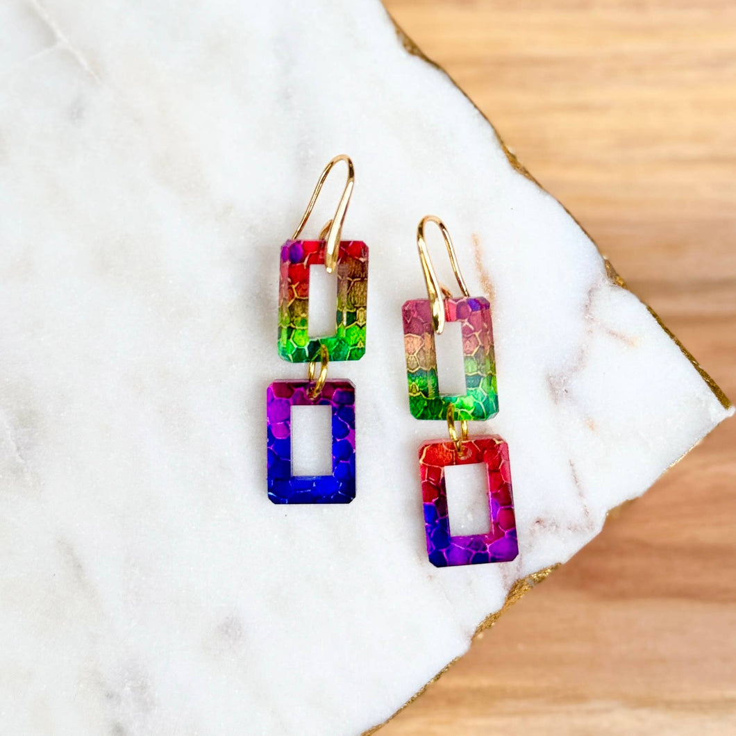 Pride Earrings - Rainbowy Cutout Stacks
