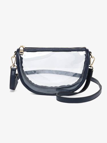 Peyton Clear Banana Crossbody Bag: Navy