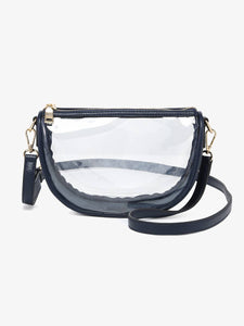 Peyton Clear Banana Crossbody Bag: Navy