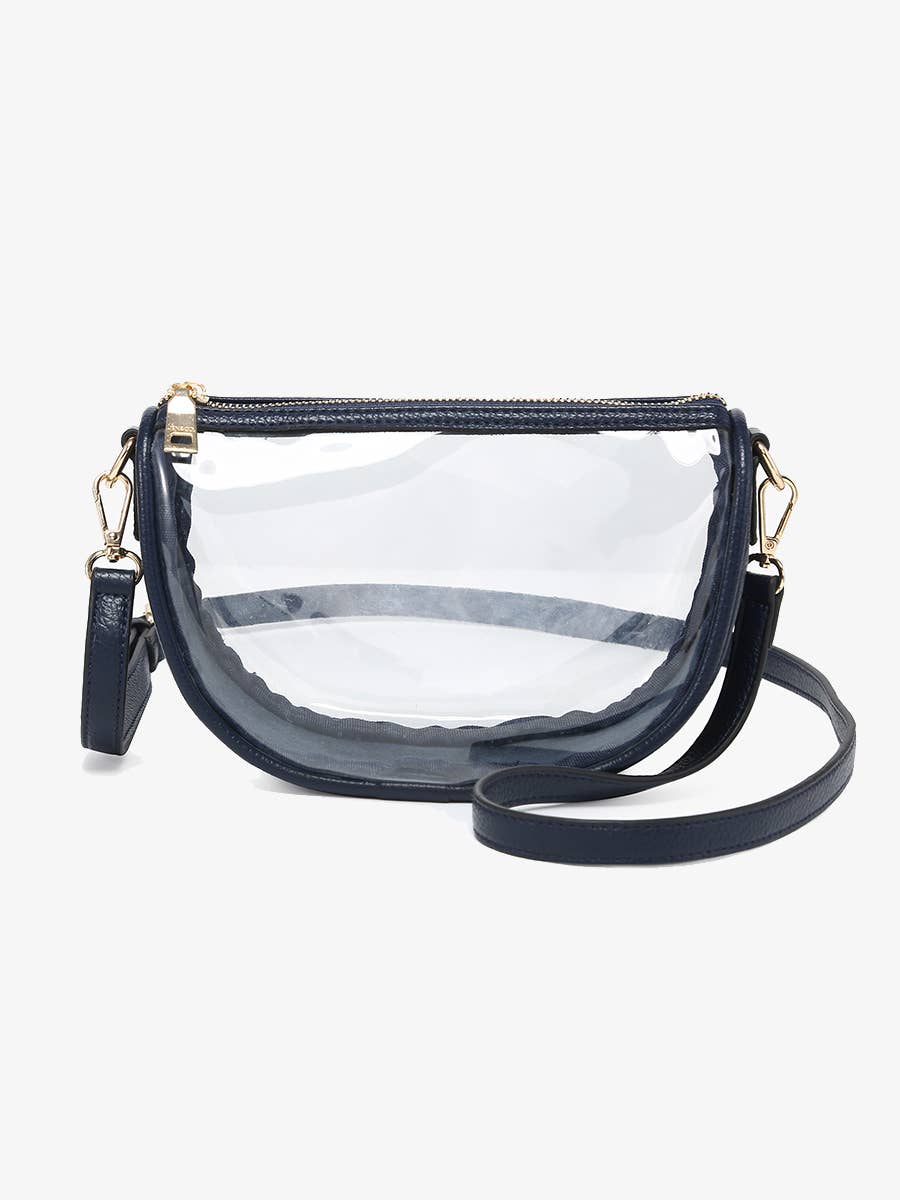 Peyton Clear Banana Crossbody Bag: Navy