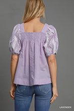 Puffed Eyelet Sleeved Square Neck Top