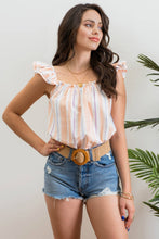 Multi Vertically Striped Top - Peach Multi