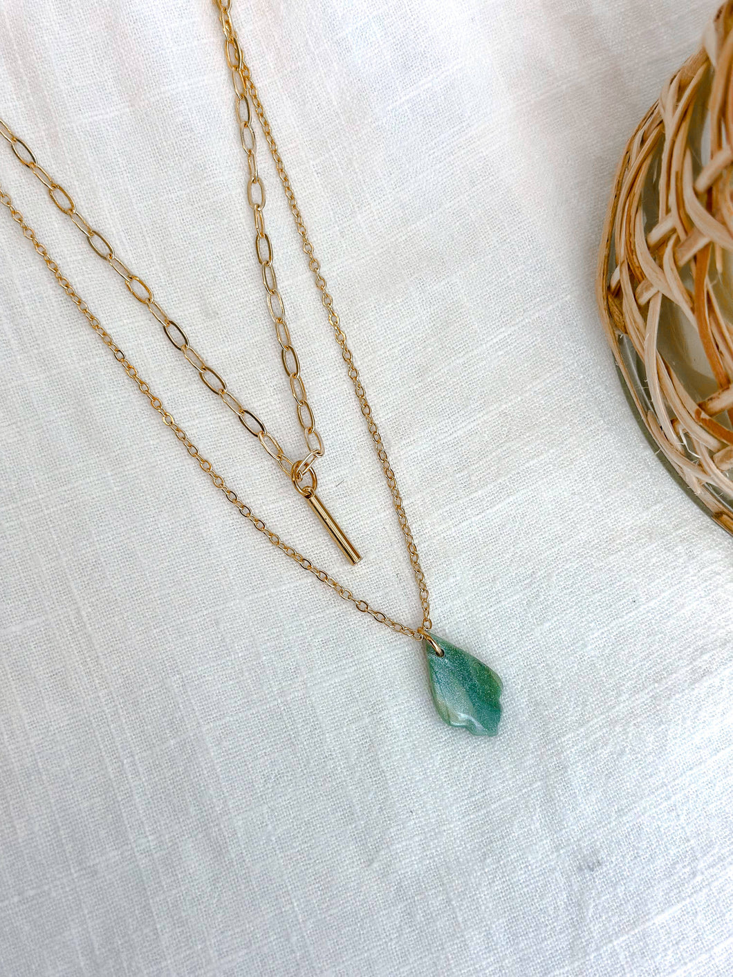 Simone Double Layer Necklace: Eucalyptus