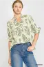 Paisley Perfection Green & Cream V-Neck Top