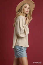 Textured Jacquard V-Neck Top