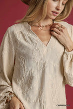 Textured Jacquard V-Neck Top