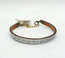 "You Are Stronger" Adjustable Leather Bracelet