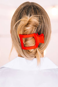 Square Flat Hair Clip | Medium | Rudolph Red