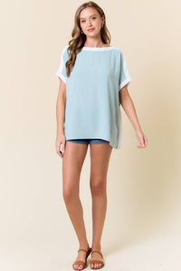 Airflow Boat Neck Contrast Band Top
