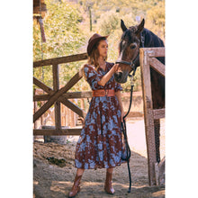 Dreamy Jacquard Floral Midi Dress w/ Statement Sleave