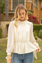 Chiffon Sleeve Suede Peplum Top