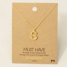 Gold Dipped Bubble Letter Pendant Necklace: S