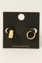 Gold Dipped Quilt Pattern Hinge Hoop Earrings