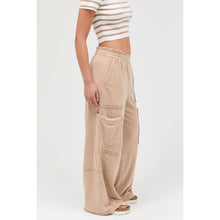 Mineral Wash Wide Leg Cargo Pants: DARK TAUPE