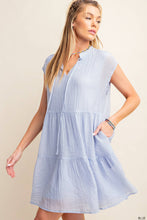 CRINKLE TENCEL FABRIC LINED TIERED DRESS