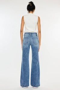 KanCan High Rise Wide Leg Flare Medium Wash Stretch Jeans