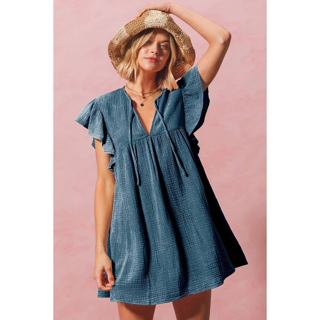 Mineral Washed Crinkle Gauze Summer Dress