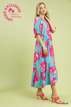 Floral Print Maxi Dress with Contrast Trim