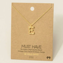 Gold Dipped Bubble Letter Pendant Necklace: E