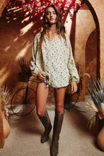 Smoked Stand Collar Floral Print Blouse