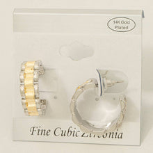 Gold Plated Two Tone Watch Chain Hoop Earrings
