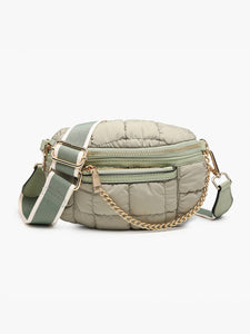 Mabel Quilted Nylon Belt Bag w/ Guitar Strap: Pewter