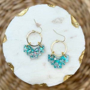 Stella Mini - Ice Blue Glitter  - Acrylic Earrings