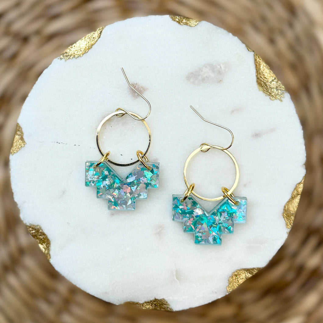 Stella Mini - Ice Blue Glitter  - Acrylic Earrings