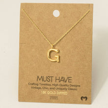 Gold Dipped Bubble Letter Pendant Necklace: G