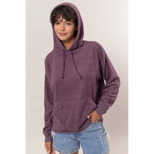 Brushed Oversized Hooded Pullover in Dark Plum