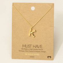 Gold Dipped Bubble Letter Pendant Necklace: K