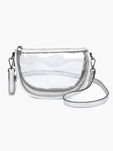 Peyton Clear Banana Crossbody Bag: Black