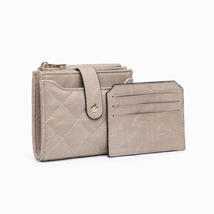 WL2228 Melody Quilted Zip Top Wallet: Grey