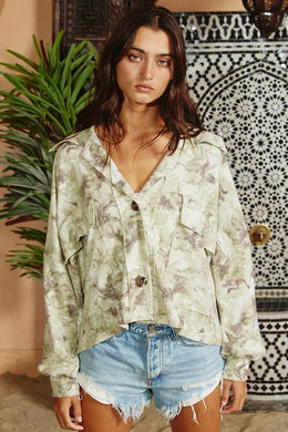 Blushed Tie-dyed Oversized Shacket