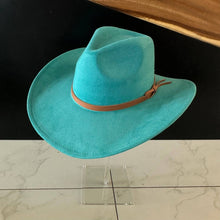 Fashion Vegan Suede Cowboy Hat w/ Leather Belt - Brown