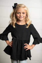 Kids Black Ruffle Long Sleeve Winter Shirt With Buttons