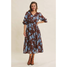 Dreamy Jacquard Floral Midi Dress w/ Statement Sleave