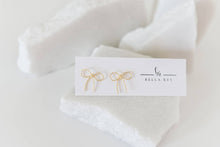 14k gold plated bow stud earrings- dainty